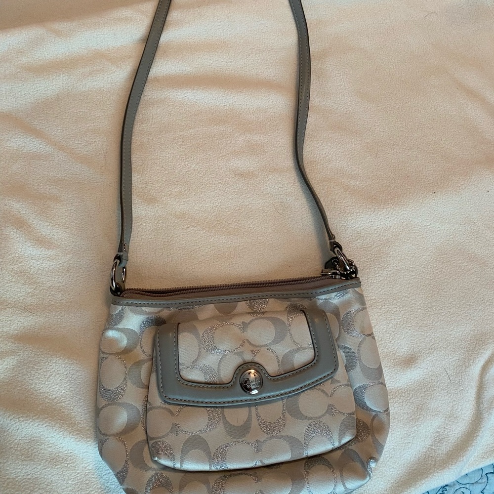 Coach grey/silver small crossbody